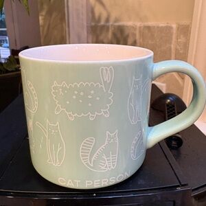 Cat Person Ceramic Mug in Mint Green